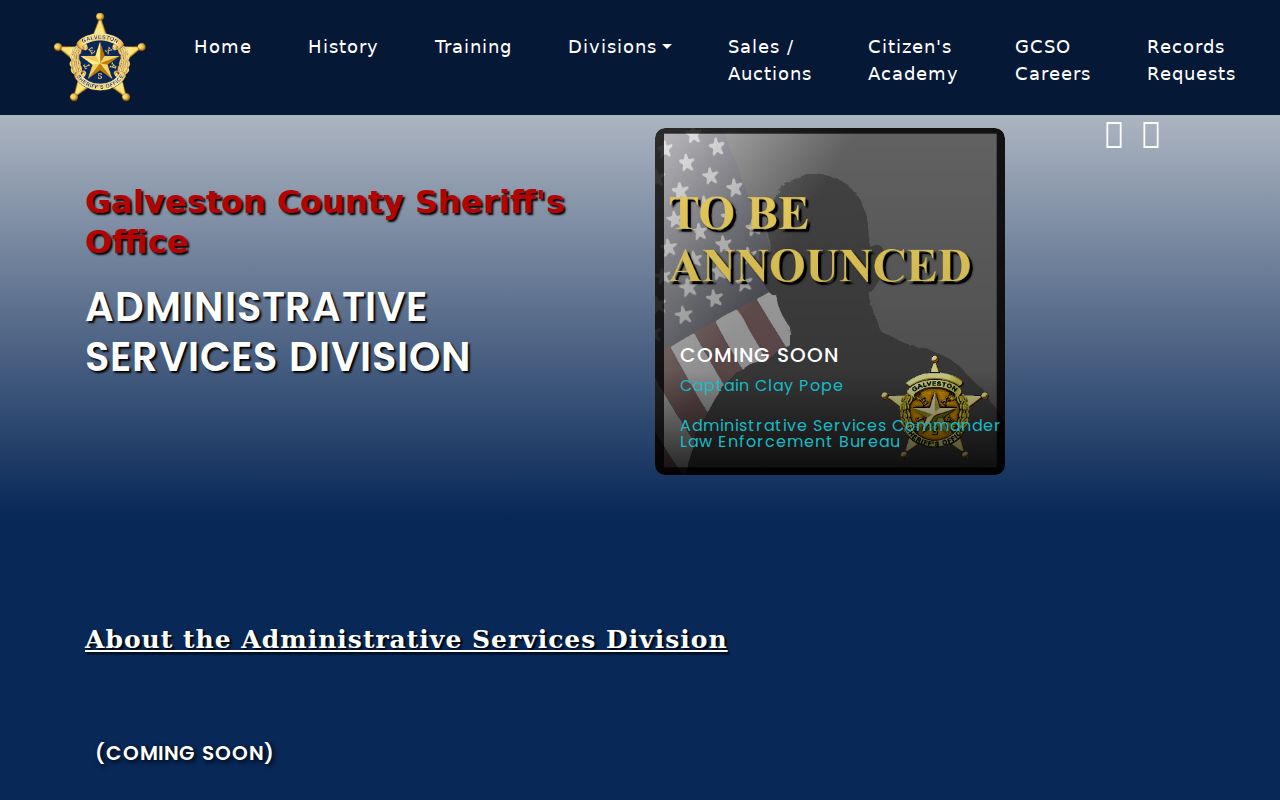 Galveston County warrant search reference showing Sheriff Records request contacts