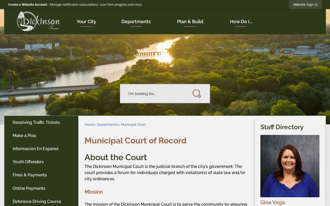 Dickinson warrant records reference showing Municipal Court information